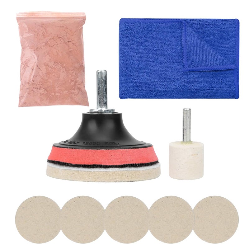 Espusta Car Glass Scratch Remover kit, 100g Cerium Oxide Powder Glass Polish and Wheels Set Polish Pads for Windshield Scratch Remove - Image 1